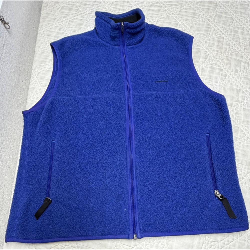 Patagonia Synchilla Fleece Vest Mens Large Blue Full Zip Made in USA